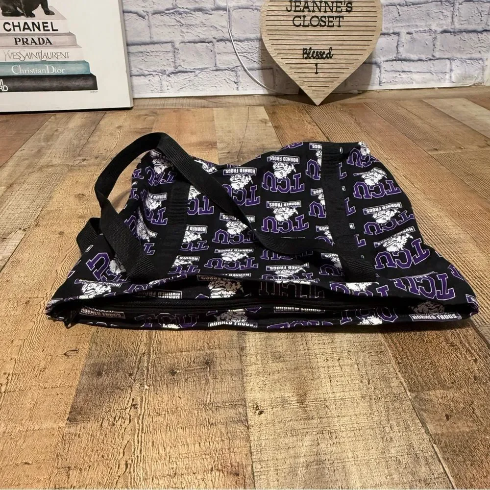 TCU Tote Bag by SAX Two Side Horned Frogs Purple Black Texas Christian Universit
